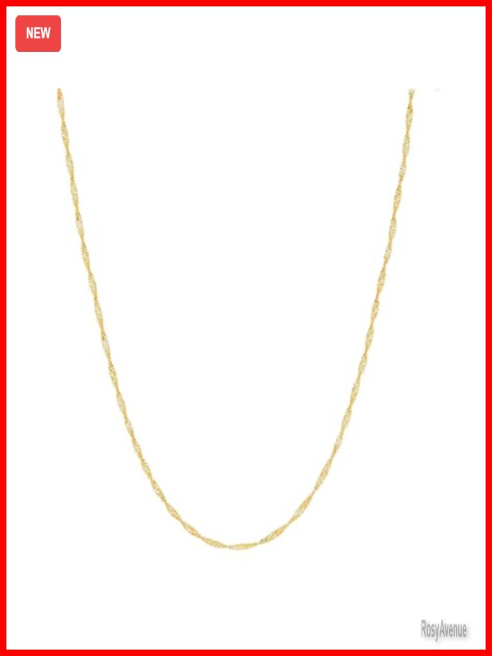 14K Solid Gold Singapore Chain Necklace 18 Inch Spring Ring Clasp